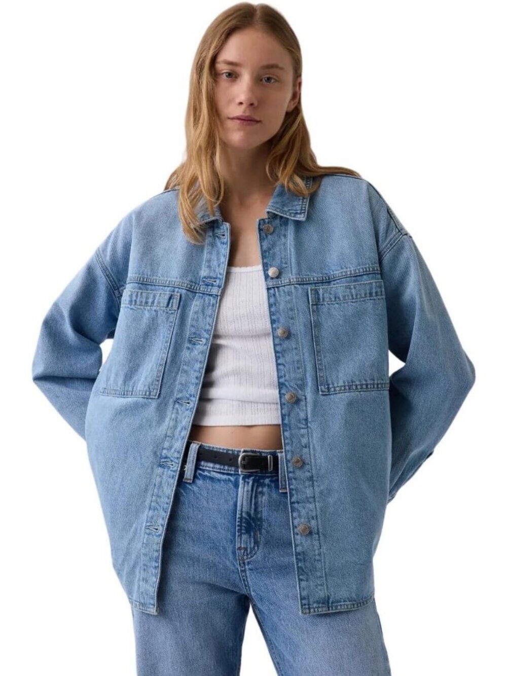 Stylish Women's Denim Shacket - Trendy Layering Piece for Casual Outfits